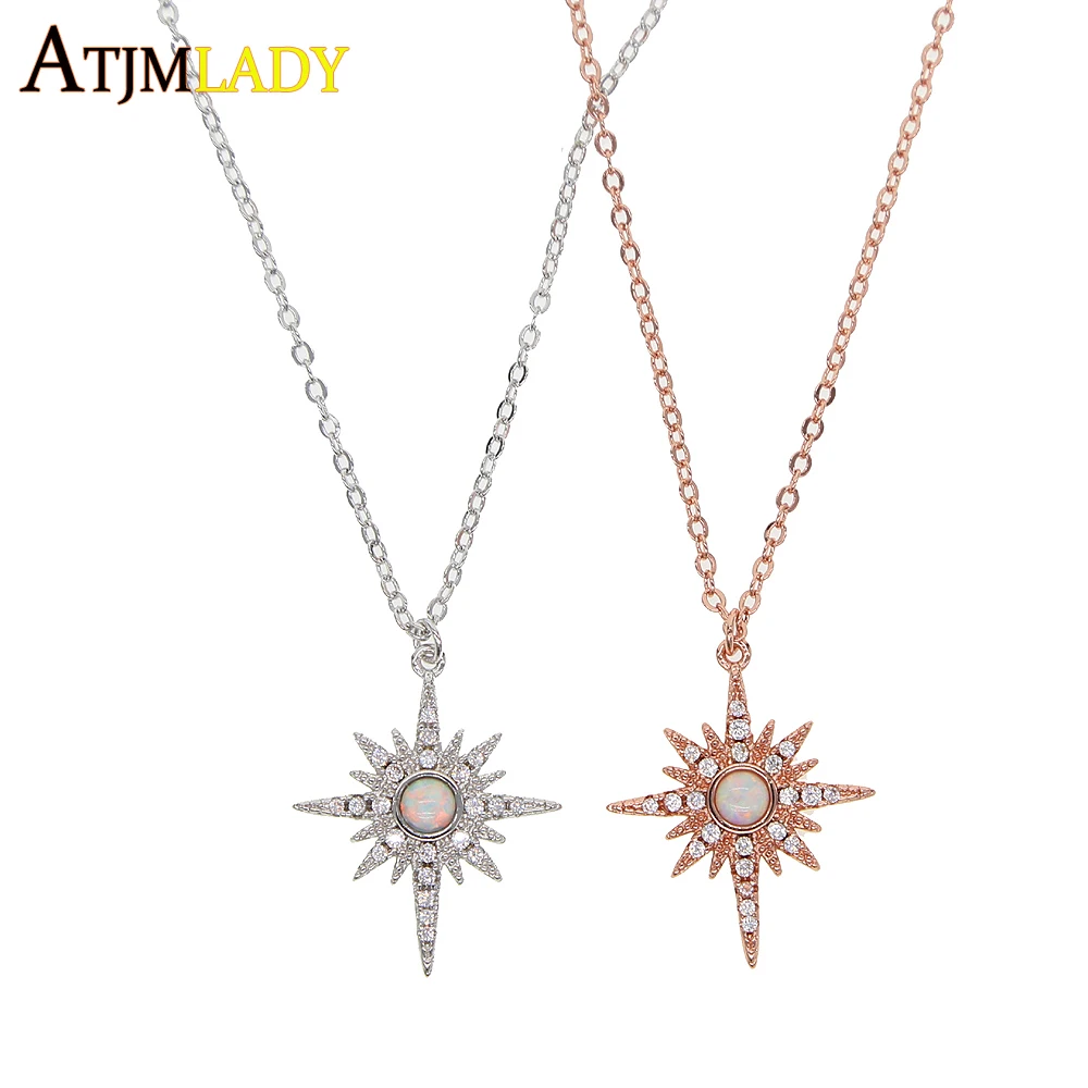

Moana Special Offer Women Kolye Collares 2018 New Arrive Pendant Sunburst Charm Pave Cz Fire Opal Color Stunning North Necklace