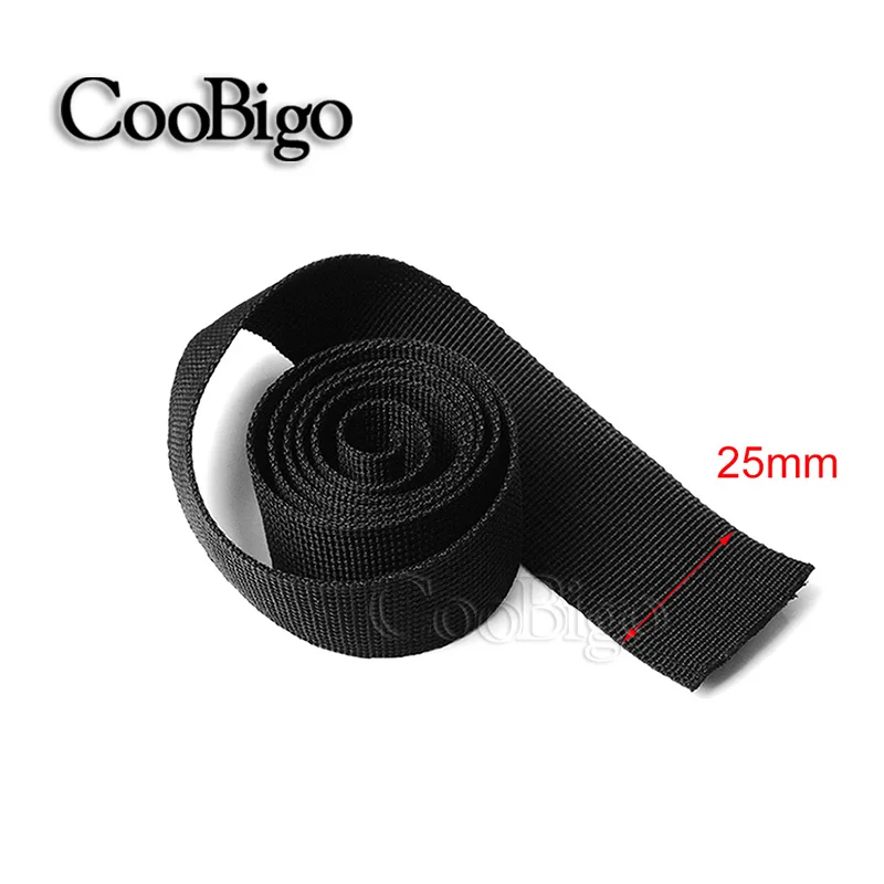 

1yard 1"(25mm) Polypropylene PP Black Fibre Webbing Ribbon Band Strap Bias Tape Dog Collar Harness Outdoor Backpack Bag Parts