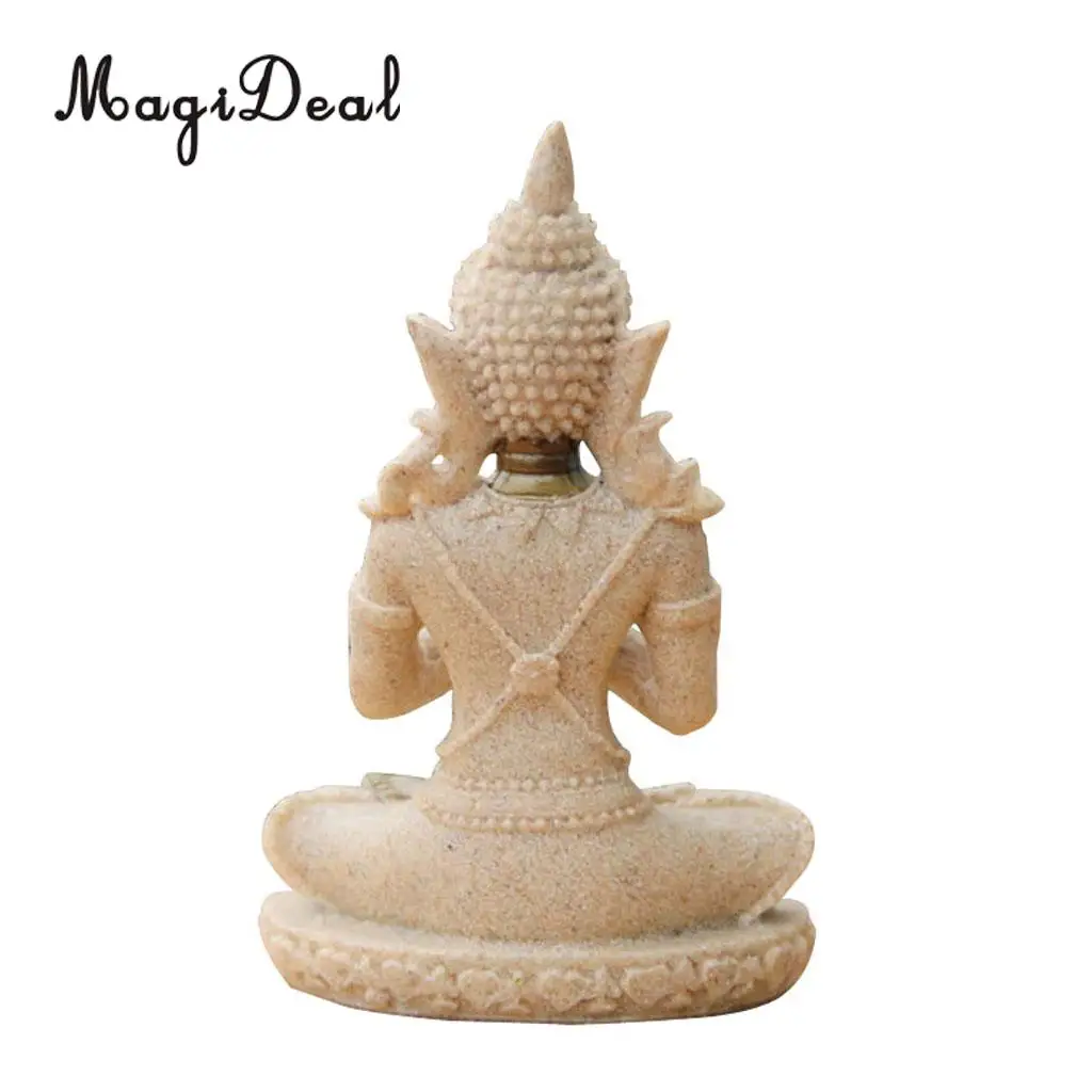 MagiDeal The Hue Sandstone Meditation Buddha Statue Sculpture Hand Carved Figurine Home Office Decor