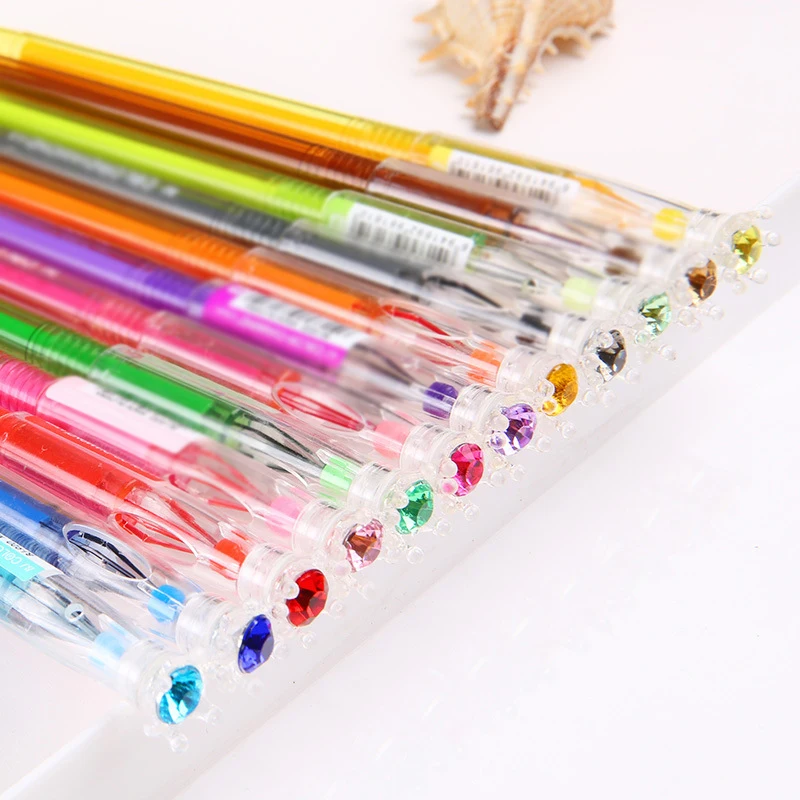 

12*Colored Gel Pens Diamond Draw Paint Student Candy Color School Statione 15.5 Cm