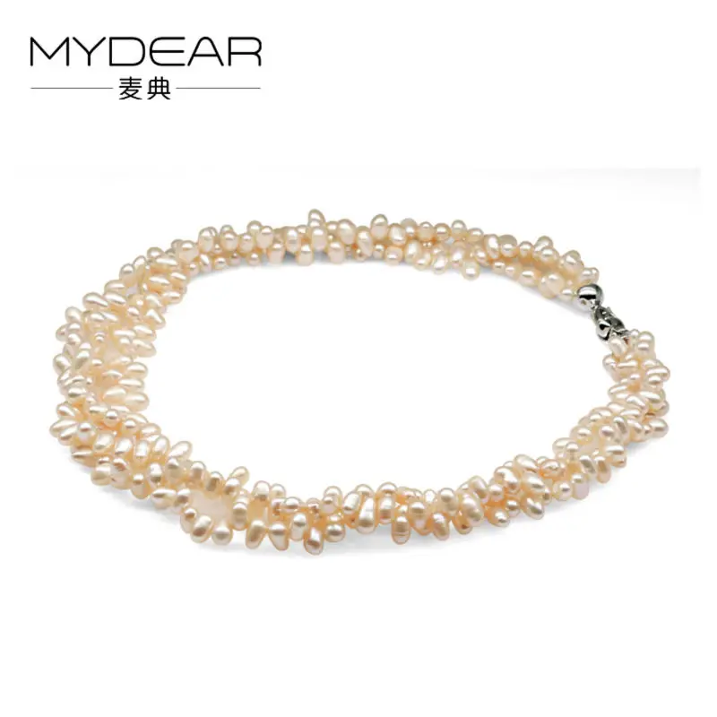 

MYDEAR Pearl Jewelry Hot Sale Popular Rice Pink Freshwater Pearl Necklace 4.5mm Water Drop High Luster Pearl,Christmas Gifts