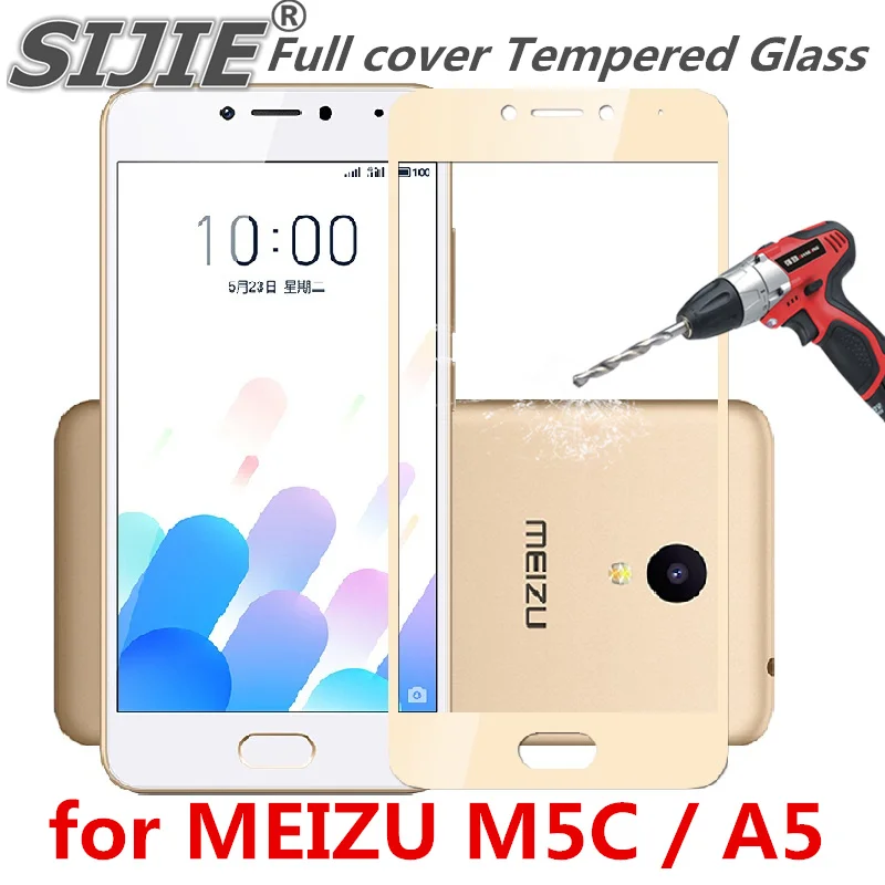 Полное покрытие из закаленного стекла для MEIZU M5C Charm Blue A5 MEIZUA5 M5 C Защитная пленка