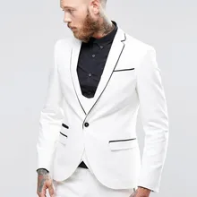 Белые и черные облегающие смокинги для мужчин 3 шт Мужские свадебные костюмы для выпускного вечера шафер Жених изготовленные на заказ костюмы