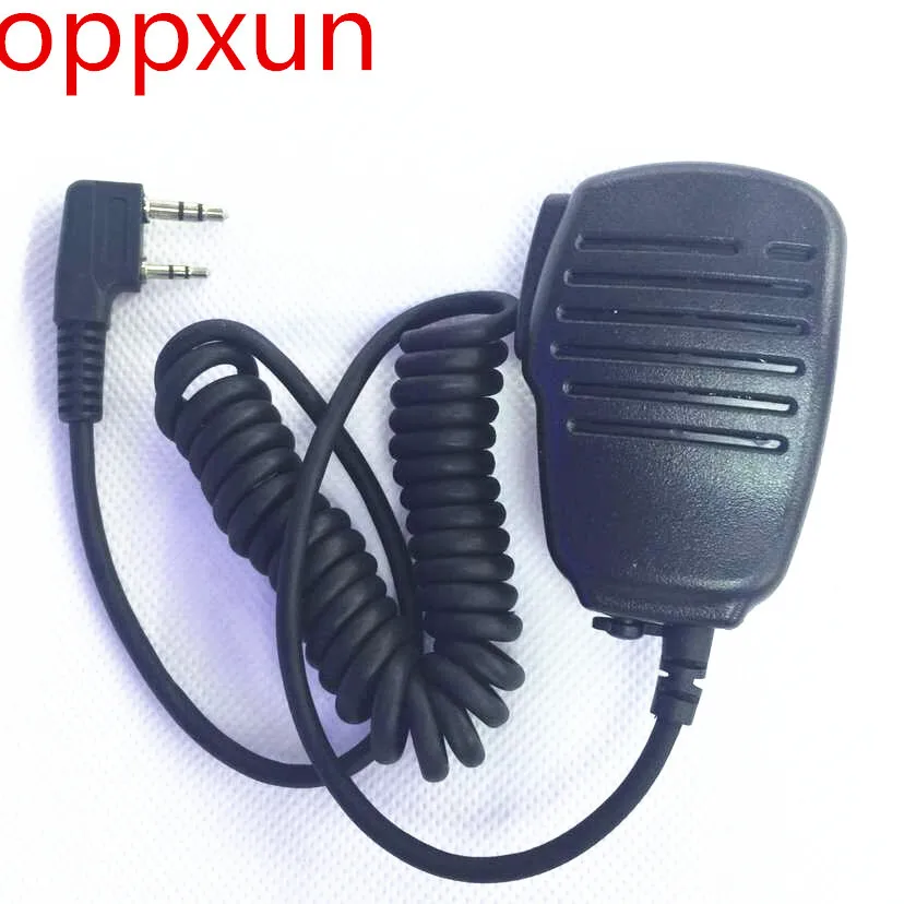 OPPXUN черный 2 контактный Мини Динамик PTT микрофон для рации Kenwood Baofeng QUANSHENG PUXING 'd xun