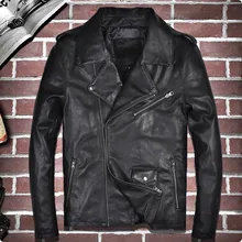 Новая модная короткая куртка из натуральной овечьей кожи, мужская куртка с отложным воротником, мотоциклетная куртка Chaqueta De Cuero Hombre