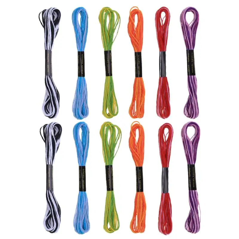 

12pcs/set Durable Polyester Dyeing Line Colorful Sewing Cross Stitch Home Embroidery Threads Hand Sewing Line Crafts