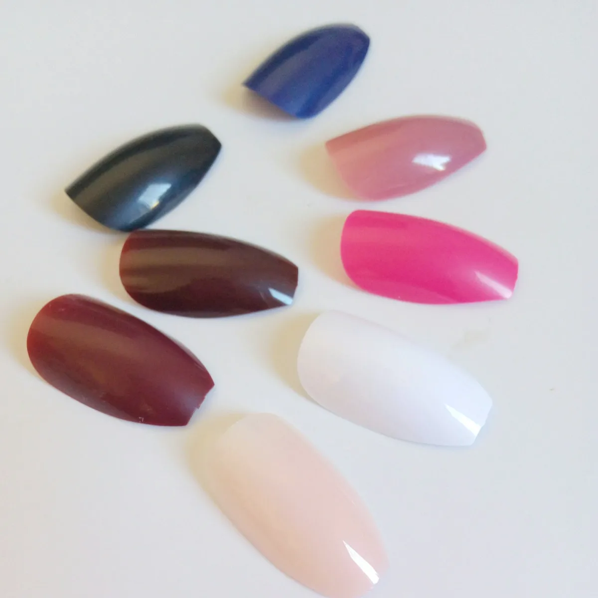 

24Pcs Natural Pink Fake Nails Flat Stiletto Nail Shine Ballet False Nails Tips Full Cover Manicure Material