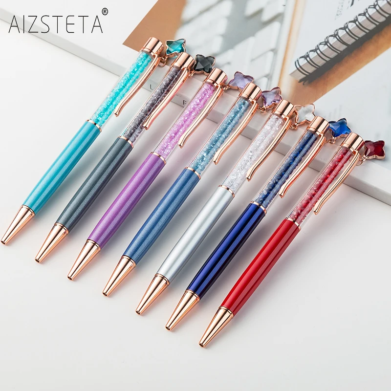 Kawaii Шариковая ручка Модная девушка кристалл кулон металлическая Escolar Bolis Escolares
