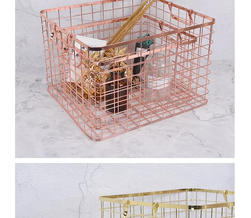 Металлическая корзина для хранения из розового золота Vogue шикарная нордическая ручная работа железная сетка настольные полки корзина для ванной одежды корзина для хранения косметики