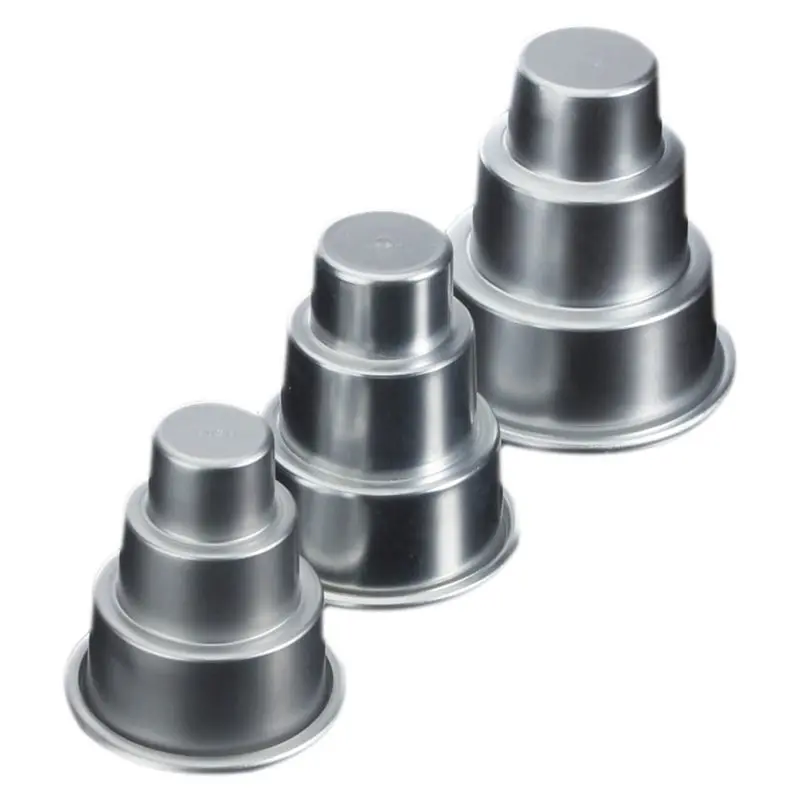 

3x Mini 3-Tier Wedding Cake Tins Pudding Pan Baking Muffin Bakeware Mold, 3 Size