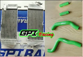 

aluminum radiator +BLU HOSE FOR Kawasaki KX125 KX 125 03 04 05 06 07 08 2003 2004 GREEN
