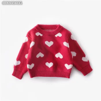 

Baby Girl Sweater Heart Print Christmas Newborn Baby Sweater Cotton Woolen Boy Girls Cardigan Kids Toddler Sweaters For Girl