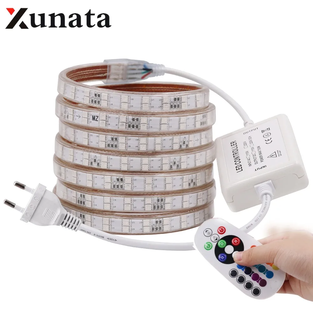 Светодиодная ленсветильник 220 В 5050 RGB 60 светодиодов/м 120 двухрядная