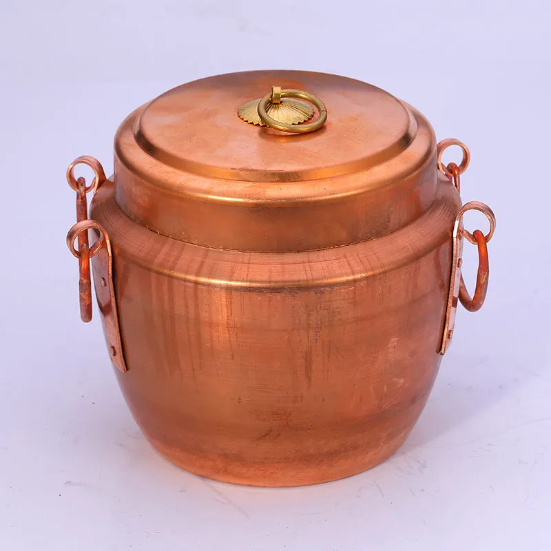 

Traditional Copper Thermal Cooker Home Thick Hammered Soup Pot Nonstick Stew Pan Stockpot with Lid 4L/5L/6L