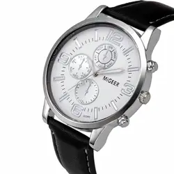 Классические модные новые мужские кварцевые часы с кожаным ремешком аналоговые с большим циферблатом кожаным ремешком кварцевые