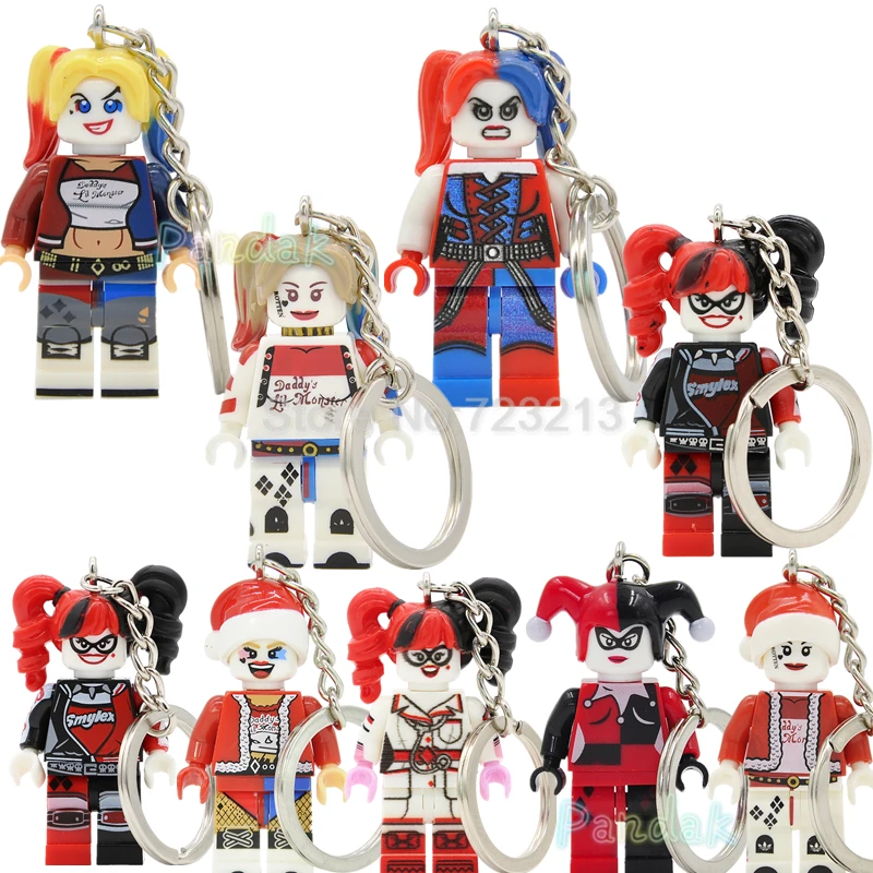 

Harley Quinn DC Super hero Figure Keychain For Key Custom Ring Key Chain Building Blocks Sets Model Toys XH257