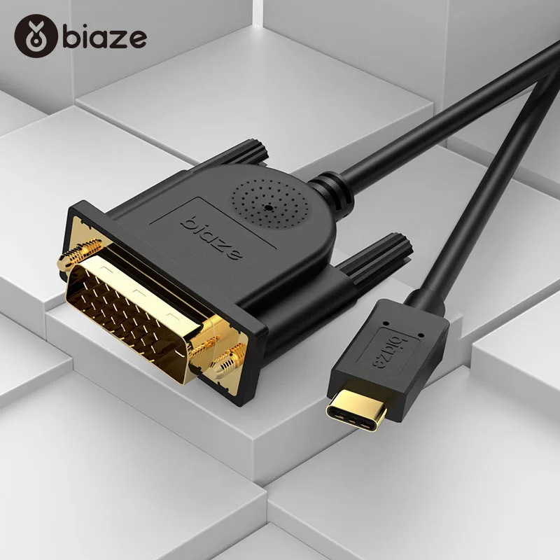 Biaze 3M Thunderbolt 3 USB Type C USB 3.1 to DVI Converter Adapter Cable for Apple Macbook pro 2016 2015 macbook USB-C equipped