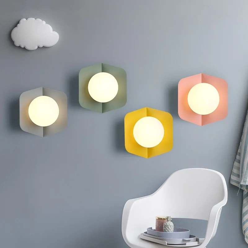 

LED wall sconces Nordic Lighting Fixtures Modern simple living room wall lights aisle glass creative bedroom wall lamps