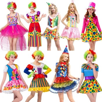 

Halloween Party Carnival Adult Female Circus Clown Costume Female Cosplay Costume Fancy Dress Ball Gown