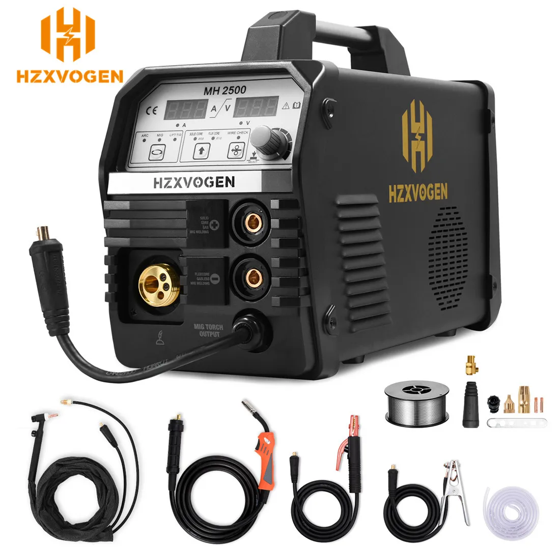 

HZXVOGEN Mig Welder MH2500 220V New Appearance Functional DC Gas No Gas Self-Shielded MIG 4.0mm ARC Welder MIG LIFT TIG MMA