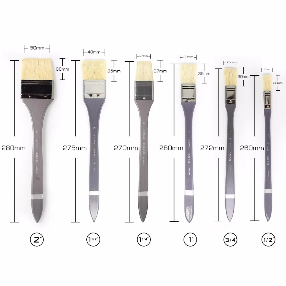 Eval 1pc Artist Flat Bristle Hair Oil Paint Brush Graffiti tools Set