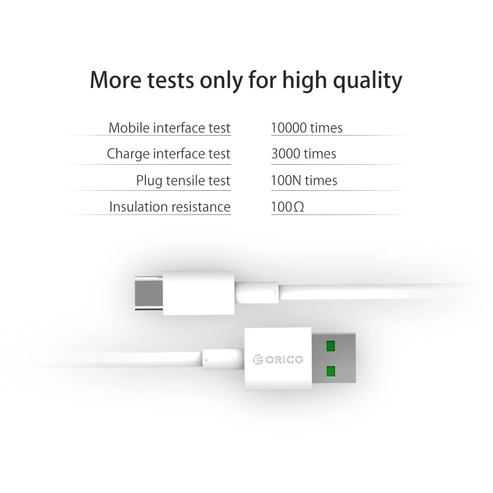 ORICO 5A usb type-C кабель высокоскоростной USB кабель для синхронизации и зарядки для huawei P9 Macbook LG G5 Xiaomi Mi 5 htc 10 и более 1 м белый