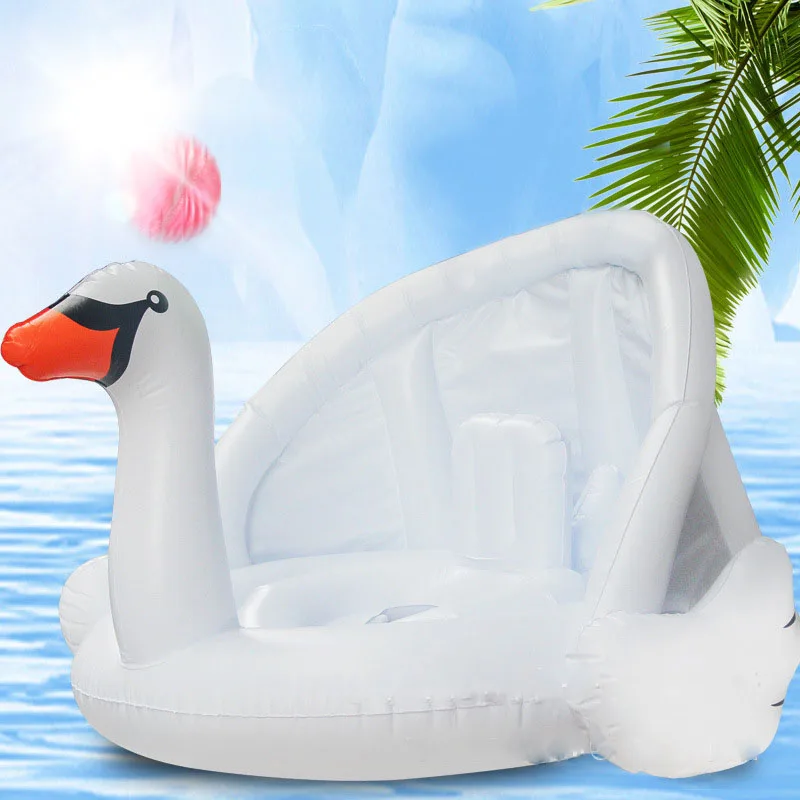Надувные фламинго Лебедь гигантский бассейн игрушки для купания для детей плавательный круг для детей круглый коврик с зонтиком поплавки для бассейна - Цвет: AS PICTURE