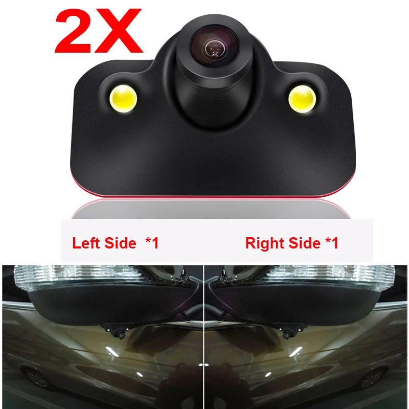 

2PCS Mini HD Night Vision Car Left&Right Side View Camera with 2 IR LED Blind Spot Area Shooting Waterproof