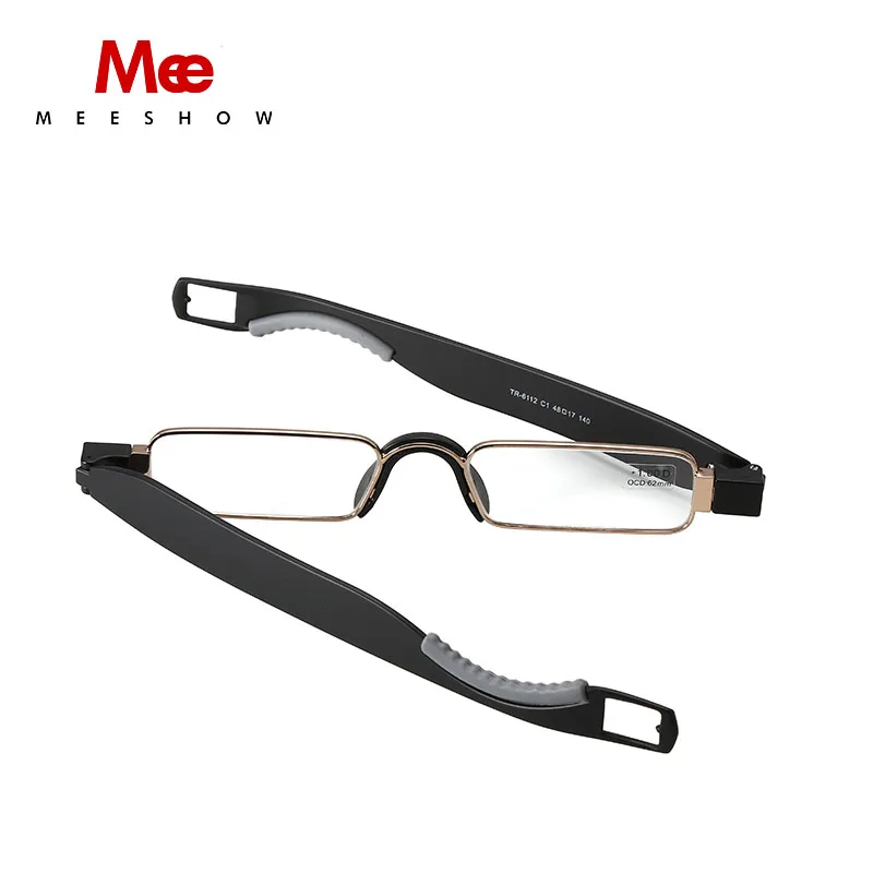 

2019 folding Reading Glasses TR90 Resin Lens Men Women Stainless steel Reading Eyewear 360 Flex +1.0~ 3.5 case included 6112