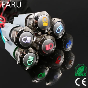 

19mm Metal Push Button Switch Waterproof LED Latching Locking Momentary Auto Car Stylish Light Lighting Headlight Spot Lamp
