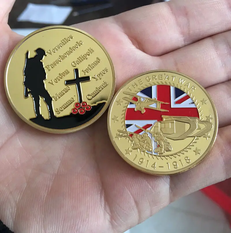 

50pcs/lot Free Shippng,THE GREAT WAR 100th Anniversary of World War I Souvenir Commemorative Coins