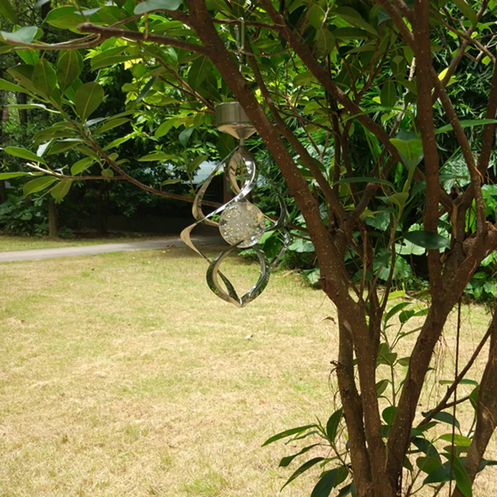 

YIYANG Solar Powered Wind Chimes Stainless Steel Wind Spinner RGB Color Changing Crystal Ball Solar Galaxy Light Novelty