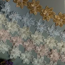 

1 yard Polyester 3D Flowers Embroidered African Lace Trim Ribbon Fabric Handmade Sewing Craft For Costume Hat Decoration New