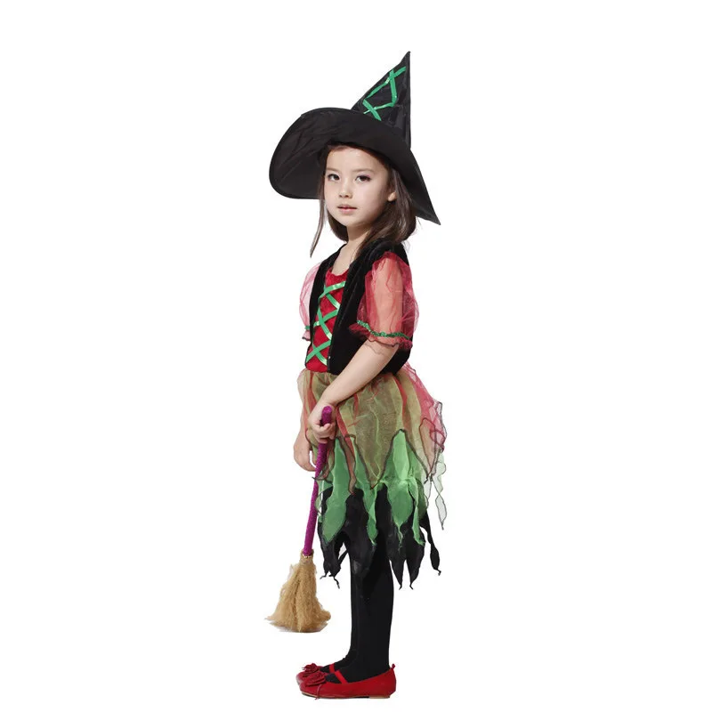 Милые платья для девочек с радугой ведьмы для детей платье принцессы для косплея Карнавальный костюм для Хеллоуина Новинка г., платья Одежда для детей