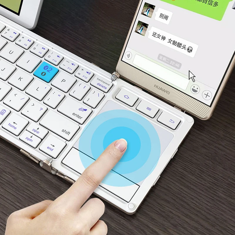 B. O. W трехскладная Универсальная беспроводная клавиатура с тачпадом, ультра тонкая Bluetooth клавиатура+ алюминиевый сплав+ сумка для переноски