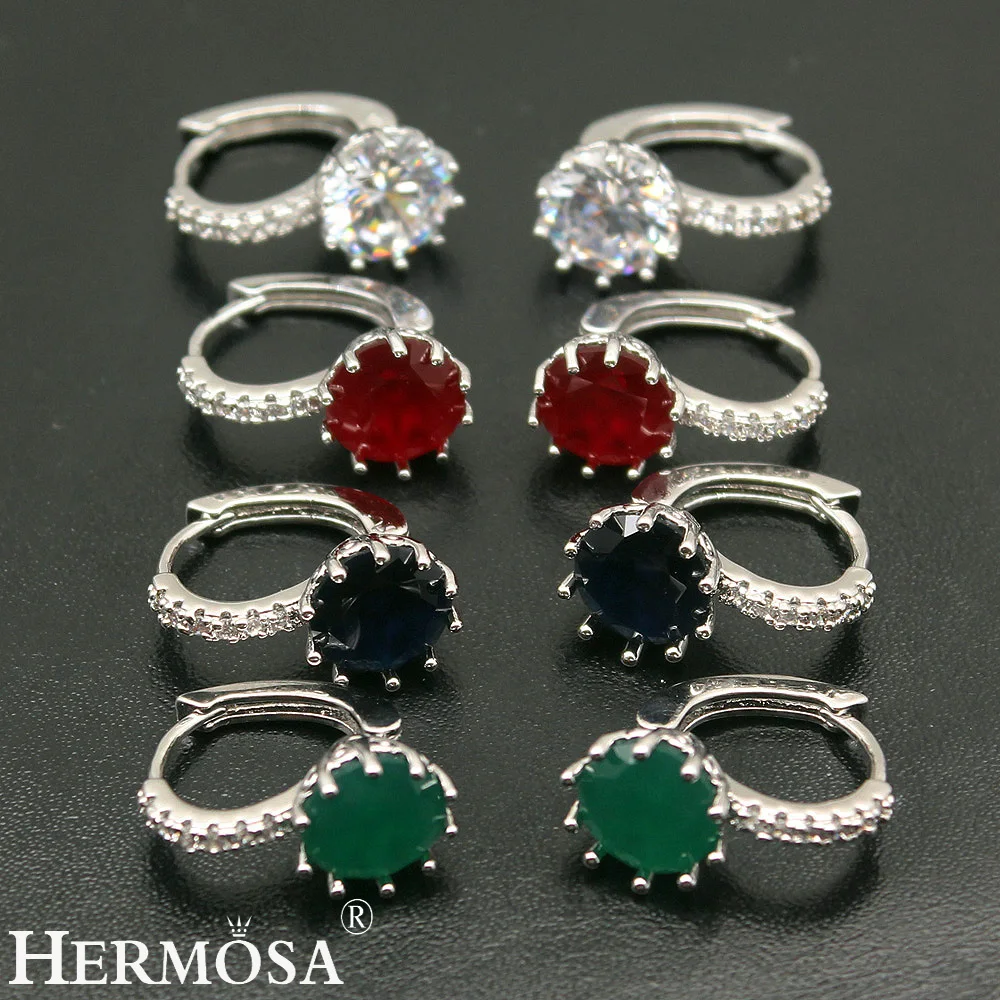 

Hermos BUY THREE GET ONE FREE Big Promotion Lovely Round 925 Sterling Silver Stud Earrings For Women Girls Christmas Gift