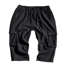 Мужские шорты Карго шорты со множеством карманов летние свободные Бриджи на молнии хаки серый плюс размер Короткие брюки повседневные хлопковые черные длинные