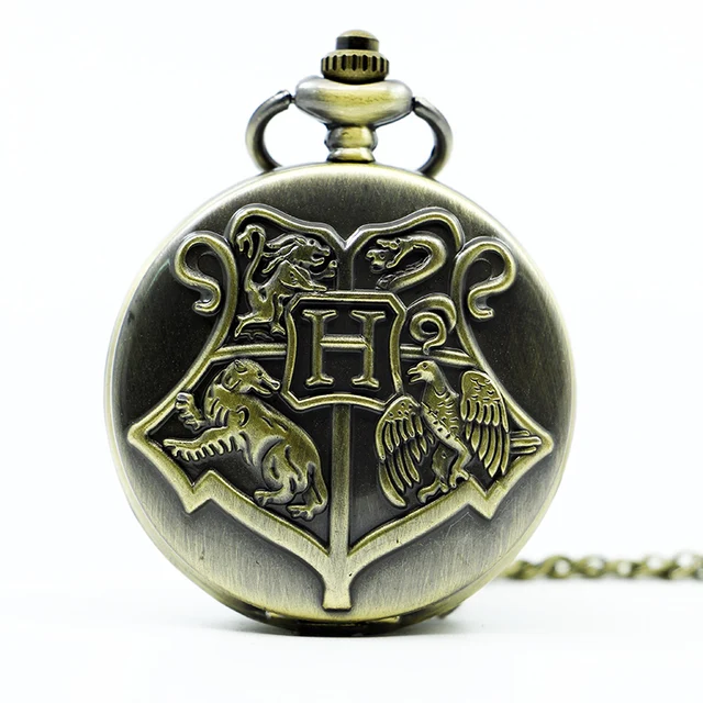 Vintage Shield School of Witchcraft and Wizardry Bronze Pocket Watch Men Women C Vintage Shield School of Witchcraft and Wizardry Bronze Pocket Watch Men Women C