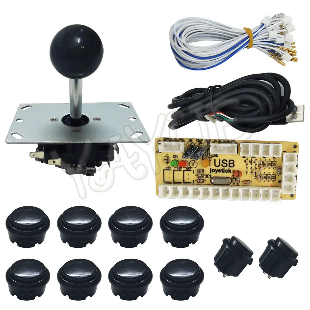DIY аркадный комплект Нулевая задержка игровой USB энкодер джойстик для ПК DIY Kit для Mame Jamma PC Fighting Games с 4/8 аркадной сеткой - Цвет: Черный