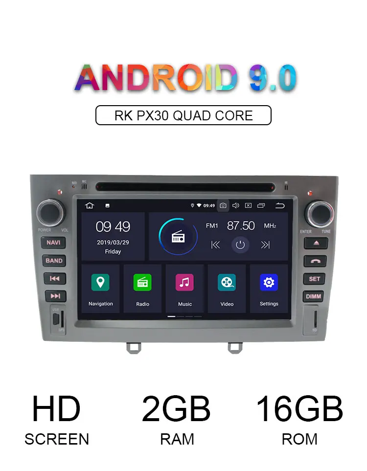 Cheap LJHANG Android 9.0 Car DVD Multimedia Player For PEUGEOT 308 408 308SW GPS Navi WIFI 2 Din Car Radio Stereo Headunit Auto RDS SD 1