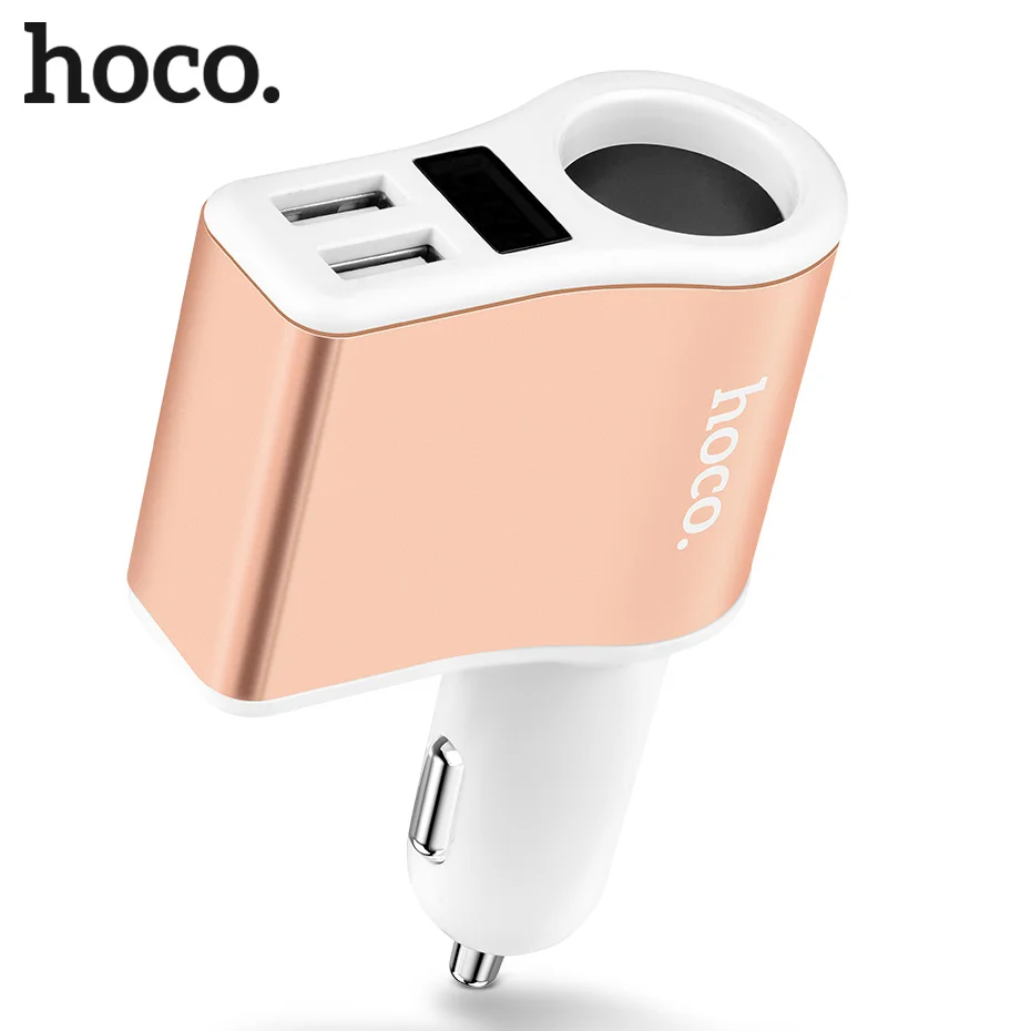 

HOCO Z10 Car Charger Digital Display Dual USB Charging Lighter Slot for iPhone iPad Samsung Xiaomi Phone Adapter Car-charger