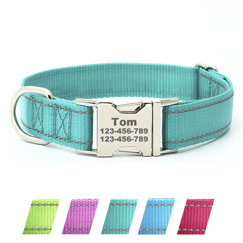 

Personalized Dog id Collar Engraved Small Dogs and cat Large Dog, Name Plate Adjustable Dogs Collar Pet id tag collars