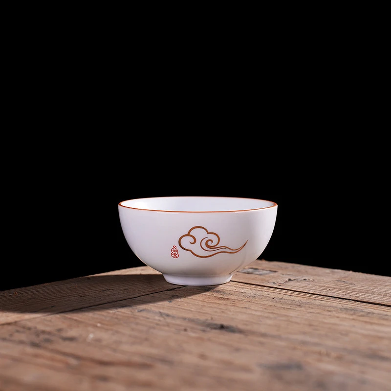 4pcs Creative ceramics tea cup, Ding kiln white teacup, matt glaze Kung Fu teaset Tea ceremony supplies mug