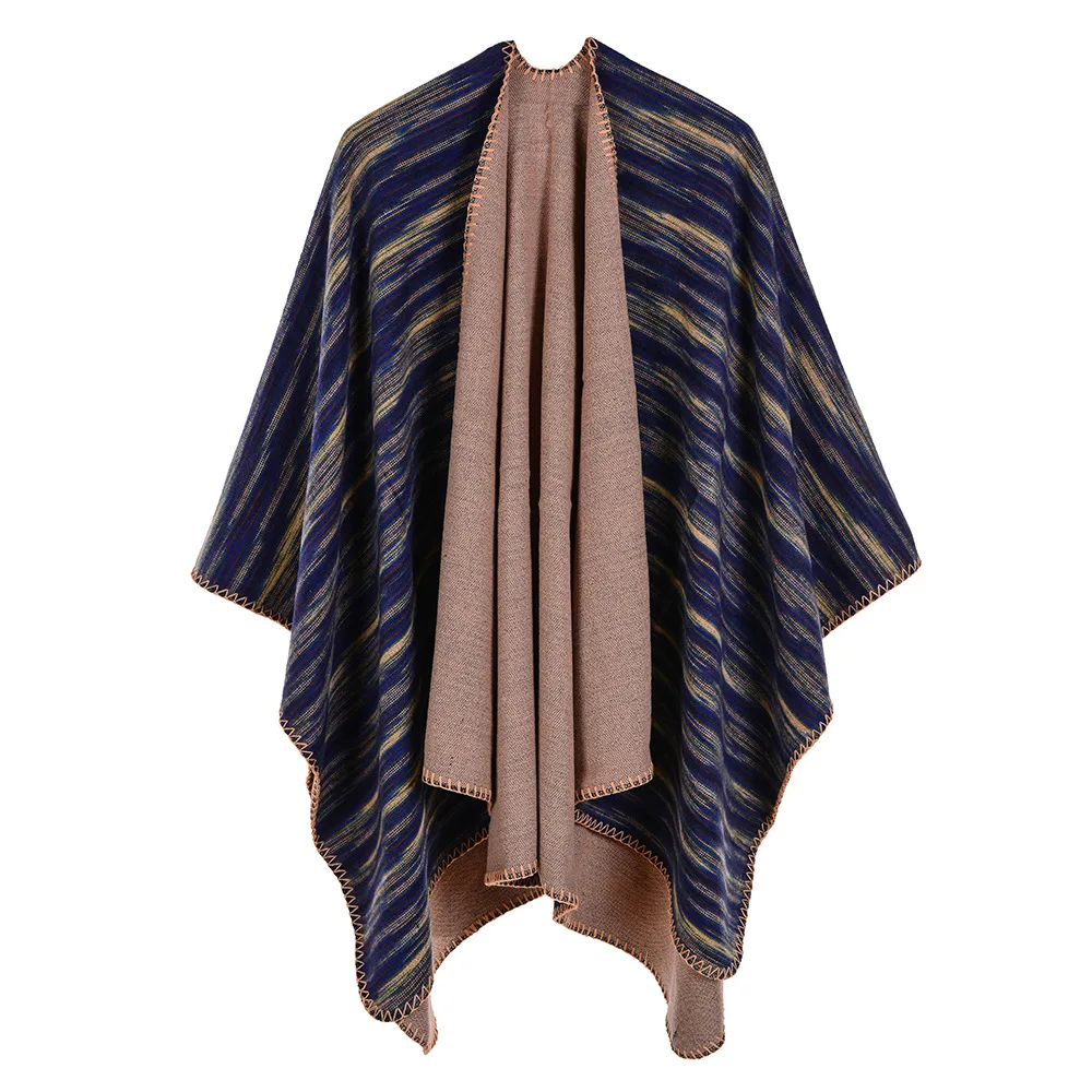 

Personalized Cape All-match Grid Gradient Blanket Women Shawl Ponchoes Women 18 Color Poncho Imitation Cashmere Scarf Embroidery