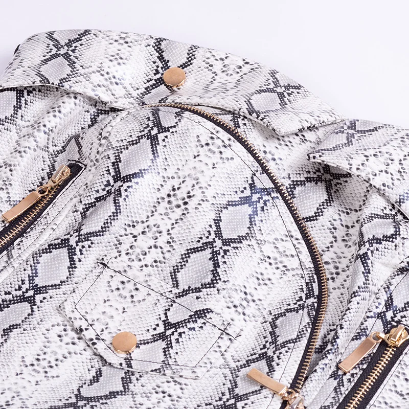 InstaHot Snake Print Zippers Pocket Pu Crop Tops Women Sexy Faux Leather Elastic Tube Tops Strapless Bustier Basic Top Seamless