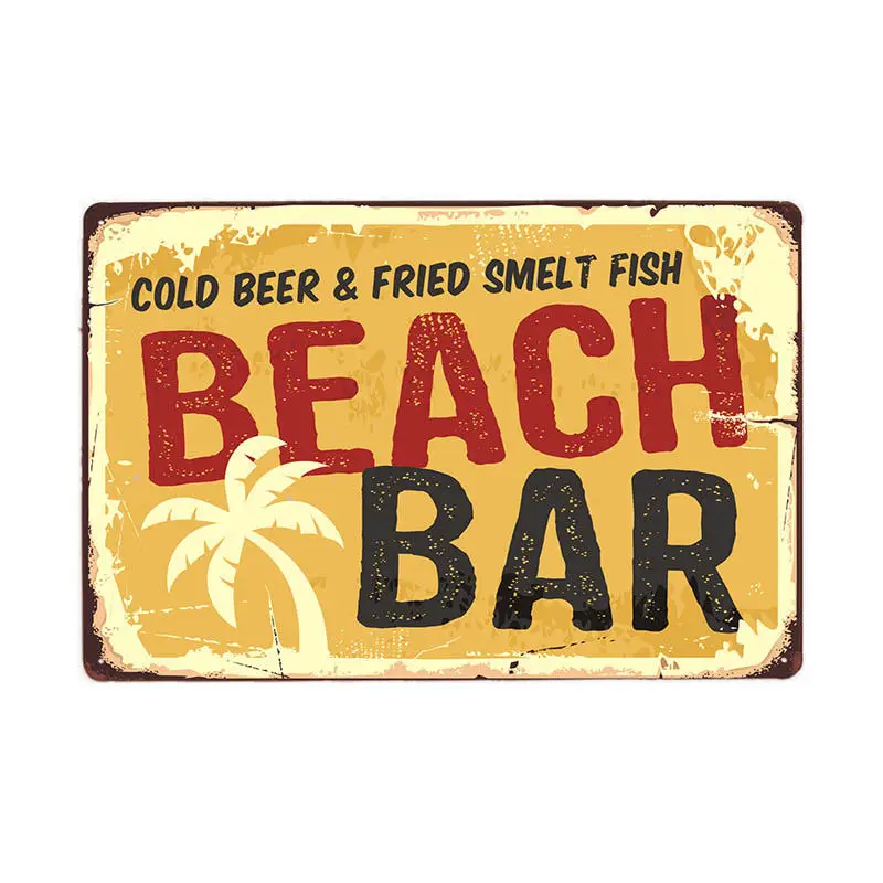 Винтажный постер времени серфинга летняя жестяная вывеска Tiki Bar старые ржавые