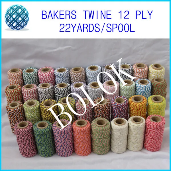 

37pcs/lot twisted Cotton Baker twine (22yard/spool) 37 kinds color cotton twine cotton rope wholesale by free shipping