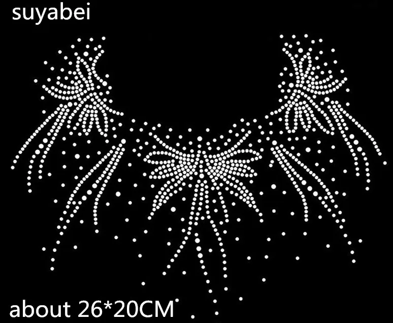 

2pc/lot Neckline decor hot fix rhinestone motif designs iron on crystal transfers design iron rhinestone appliques