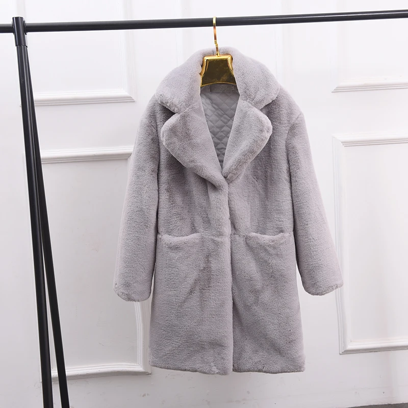 En Chaud Lapin Hiver Cheveux Grande Lait De Imitation Gamme Femmes Taille Manteau Épais Fourrure Femelle Haut Rex Manteaux Faux Peluche xxfq7UE