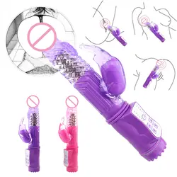 Эротика Кролик двойные Вибраторы вагинальный клиторальный фаллоимитатор со стимулятором вибратор взрослых секс-игрушки для женщин Для